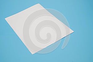 Template fold white paper on blue background