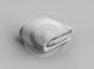 Template of folded white towel for drying, texture fabric for design, branding photo