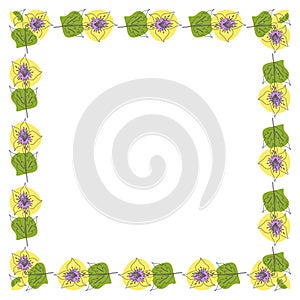 Template frame of spring flowers line art.