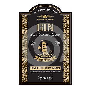 Template gin label photo