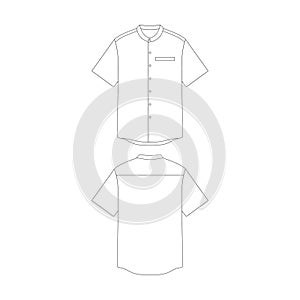 template grandad collar shirt with welt pocket vector illustration flat design outline clothing collection photo