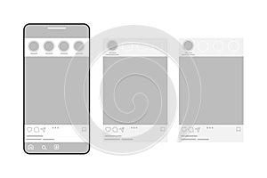 template with grey phone interface. Vector illustration.