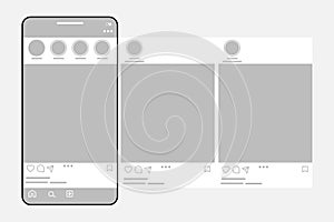 template with grey phone interface. Vector illustration.