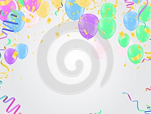 Template for Happy birthday card with place for text. light color balloons  EPS 10 vector file included