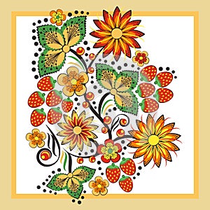 Template with Hohloma floral ornament