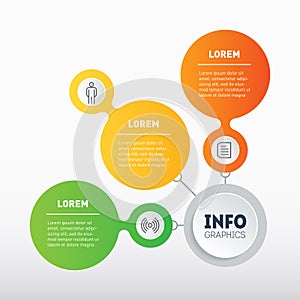 Template of info chart. Infographic or diagram of technological or education process with three directions. Brochure design