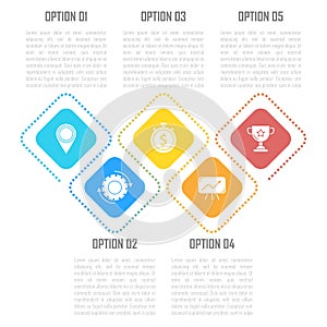 Template infographic vector with arrows and 5 steps or options. Infographics for business concept