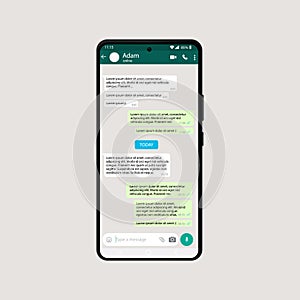 Template interface Whatsapp on your phone, smartphone. Chat Whatsapp