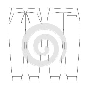 Template jogger sweatpants jetted pocket vector illustration flat sketch