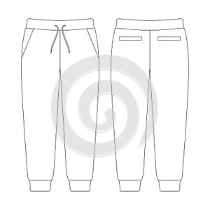 Template jogger sweatpants jetted pockets vector illustration flat sketch