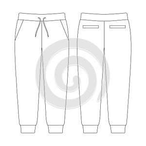 Template jogger sweatpants jetted pockets vector illustration flat sketch photo