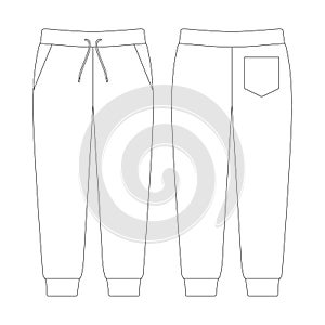 Template jogger sweatpants vector illustration flat sketch