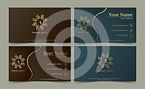 Template kartu bisnis gaya elegan dengan logo ornament photo