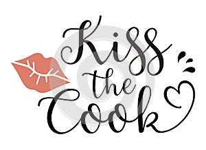 Template for Kitchen poster or apron print. Kiss the cook