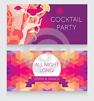 Template for Ladies night party with beautiful girl drinking margarita