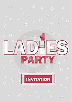 Template for Ladies night party invitation vector illustration in grey and red