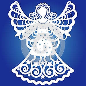 Template for laser cutting. Angel. Vector photo