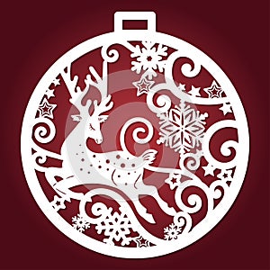 Template for laser cutting. Christmas ball. Vector photo