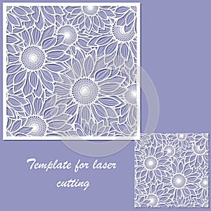 Template for laser cutting. Floral decorative pattern. Vector