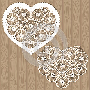 Template for laser cutting. Heart of flowers. Vector