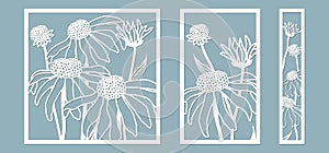 Template for laser cutting and Plotter. Flowers, leaves, bouquet for decoration. Vector illustration. lily. plotter and screen