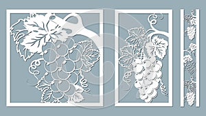 Template for laser cutting, plotter, and silkscreen printing. Vine. Grape