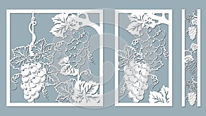 Template for laser cutting, plotter, and silkscreen printing. Vine. Grape