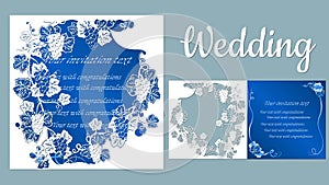 Template for laser cutting, plotter, and silkscreen printing. Vine. Grape. Inscription-wedding