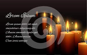 Template letter of condolence with burning candle