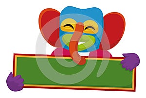 Template like Barranquilla`s flag holded by a happy Marimonda, Vector illustration