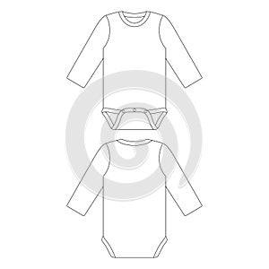 Template long sleeve baby onesie vector illustration