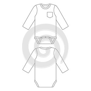 Template long sleeve pocket baby onesie vector illustration