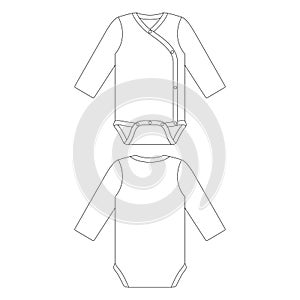 Template long sleeve side snap baby onesie vector illustration