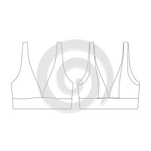 template longline triangle bikini top vector flat design outline clothing collection