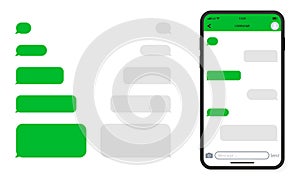 Template of Messenger Chat in Mobile Phone. Mockup of Smartphone and Empty Talk Speech Bubble Icon. Interface of Mobile