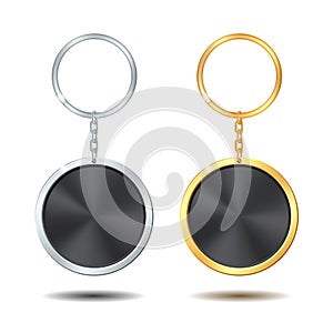 Template Metal Keychains Set Golden and Silver Circle