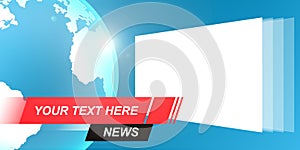 Template, mockup for breaking news screen on TV, video, online newspapers and magazines. Copyspace to insert image and
