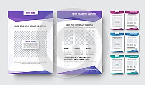 Template of a modern white flyer with blocks for text and photo