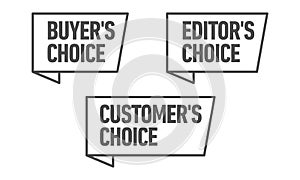 Set of three vector badges - editors choice, customers choice, buyers choice photo