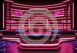 template neon futuristic 3d rendering podium stage poduim dais futuristic technology abstract display stage platform racked modern
