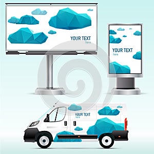 Template outdoor advertising or corporate identity on the car, billboard and citylight.