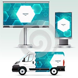 Template outdoor advertising or corporate identity on the car, billboard and citylight.