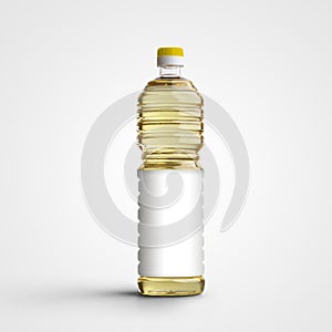 Template of a plastic bottle with vegetable, extra virgin olive oil, volume 1000ml, omega 3,6,9, isolated on background