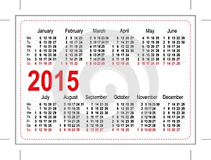 Template pocket calendar 2015