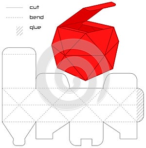 Template Present box red cut square casket photo