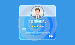 Template for real time online business testimonial and star rating for website. web graphic and template for customer review,