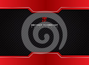 Template red and black contrast abstract technology background.