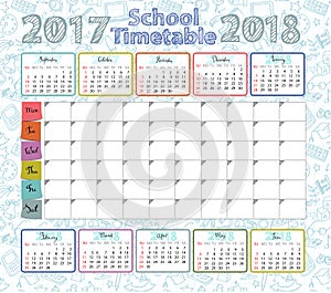 Template school timetable