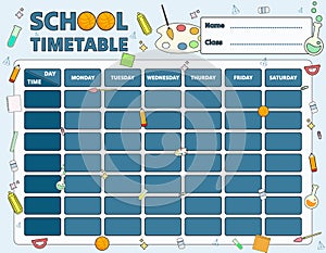 Template School Timetable and class schedule with Education Elements concept.