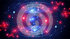 Template for science and technology presentation. Plexus style background